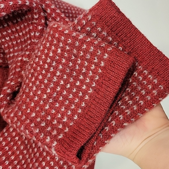 Woolrich Ruby Red All Over Design Wool Zip Up Sweater Cardigan Large - Picture 10 of 10